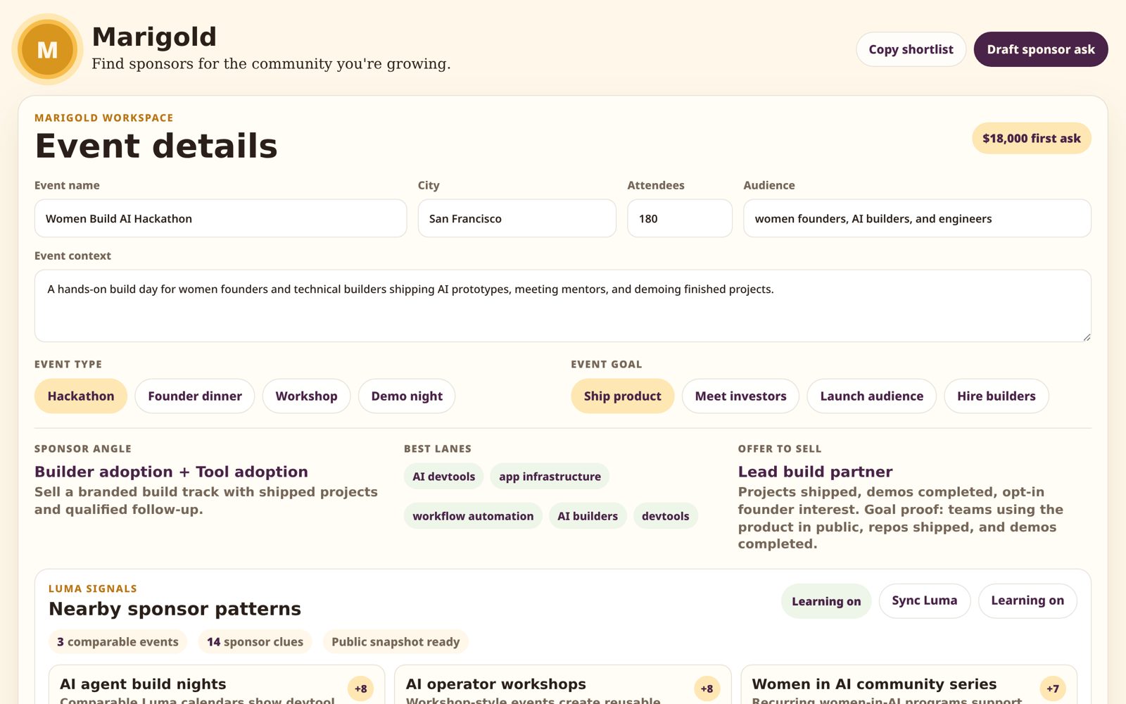 Preview of Marigold · Sponsor Desk